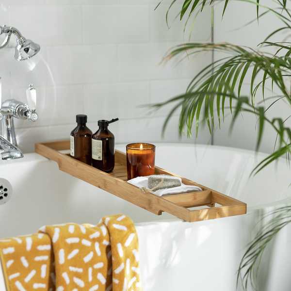 Wooden bath tray.